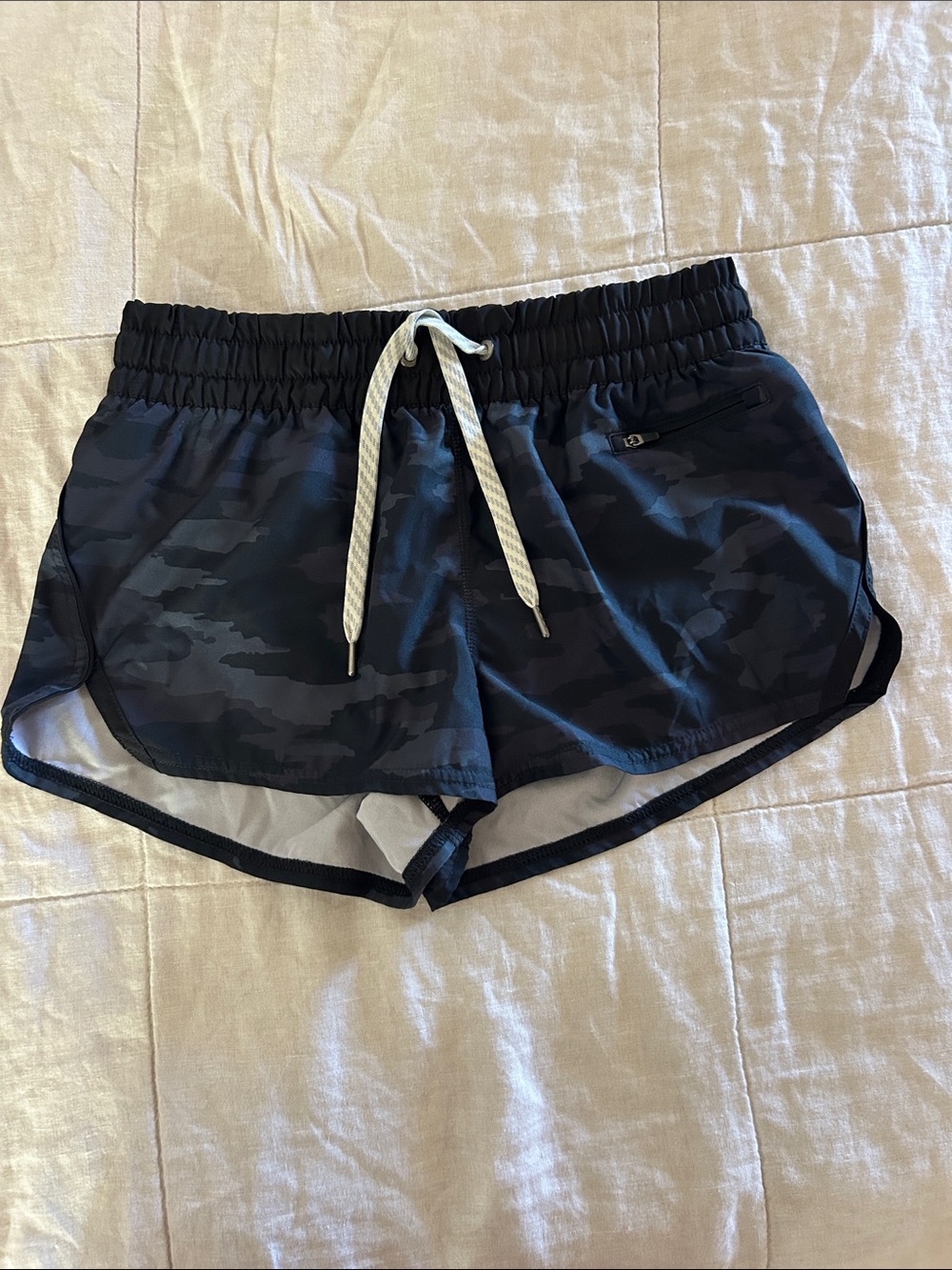 Vuori Black Camo Athletic Drawstring Shorts